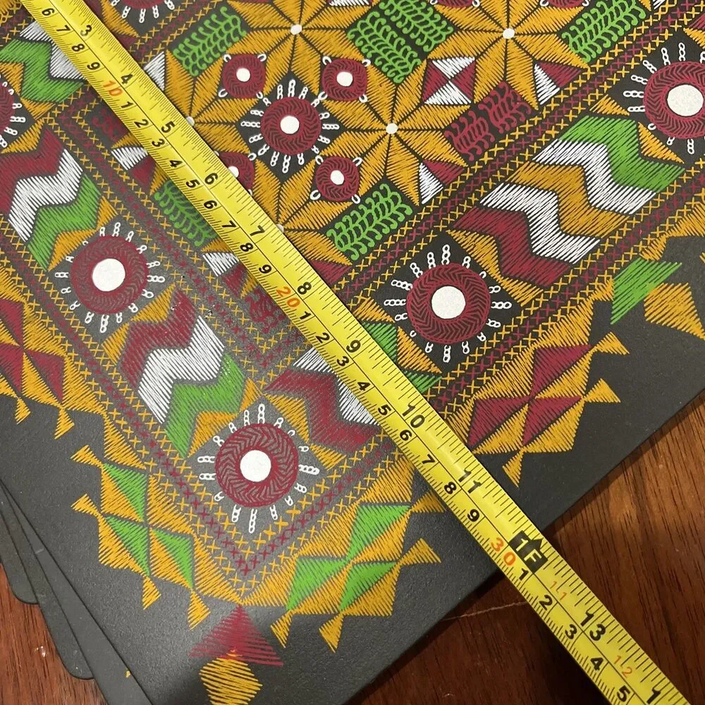 Set of 6 Plastic Geometric Aztec Placemats Farmhouse Tribal Boho NWOT